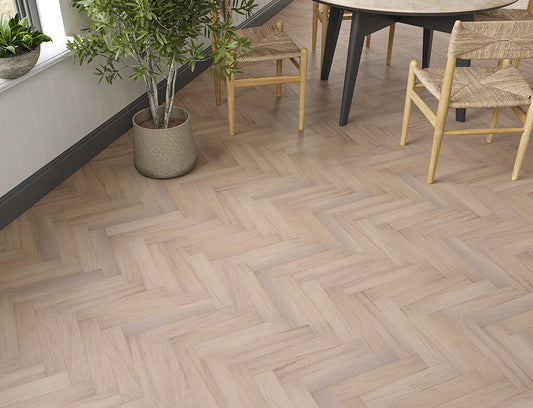 Timbercraft Burnham Herringbone Parquet Oak Flooring, Smoked, Brushed & Oiled, 70x350x20 mm
