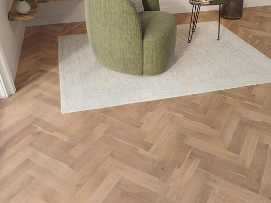 Timbercraft Bromley Herringbone Oak Parquet Flooring, Brushed & Oiled, 90x450x15 mm