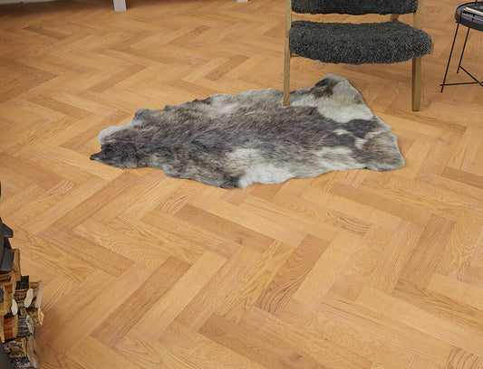 Timbercraft Haydown Herringbone Oak Parquet Flooring, Brushed & Lacquered, 90x450x15 mm