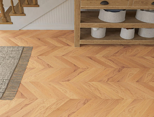 Timbercraft Hawthorn Chevron Oak Parquet Flooring, Brushed & Oiled, 90x510x14 mm