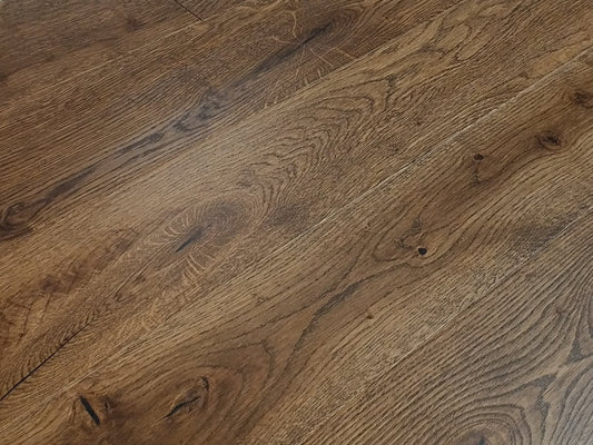 Timba Deep Smoked Engineered Oak Flooring, 130x2.5x14 Mm Brushed, Matt Lacquered