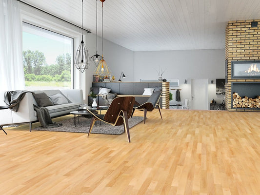 Junckers Solid Beech Wood Flooring, 2-Strip, Lacquered, 129x22 mm
