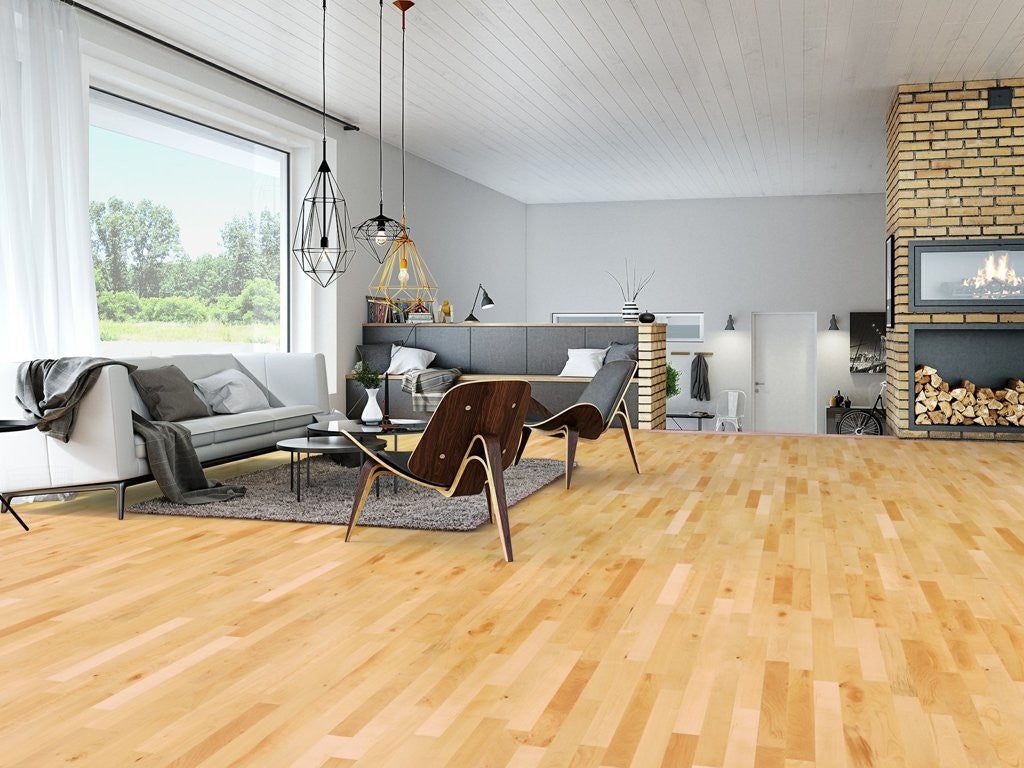Junckers Solid Beech Wood Flooring, 2-Strip, Lacquered, 129x22 mm