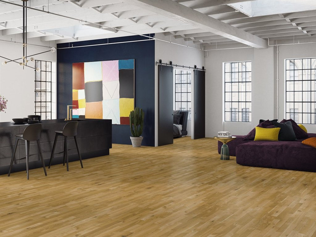 Junckers Solid Oak Wood Flooring, 2-Strip, Lacquered, 129x22 Mm