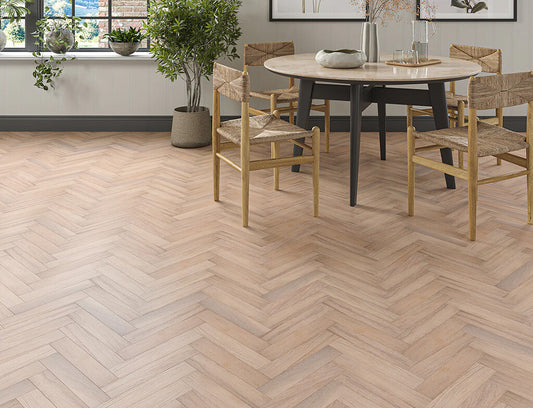 Timbercraft Burnham Herringbone Parquet Oak Flooring, Smoked, Brushed & Oiled, 70x350x20 mm