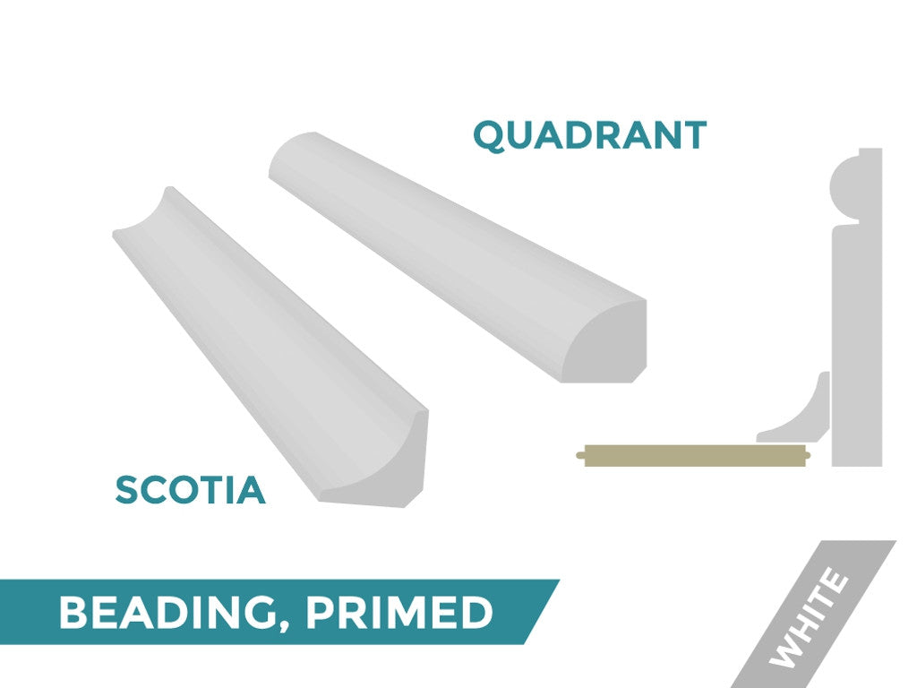 Solid Scotia Beading, White Painted, 19x19 mm, 2.7 m