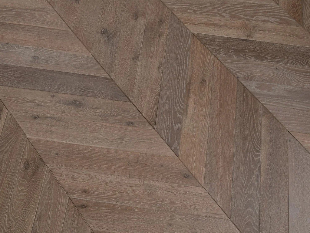 Timbercraft Chevron Engineered Oak Flooring, Rocky Grey, 90x3x510 mm