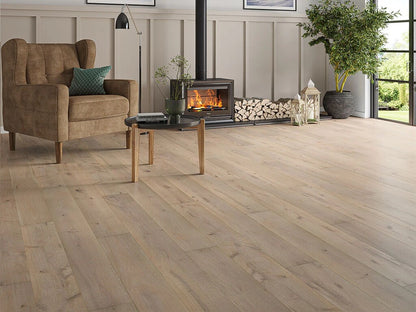 Timberlay Cotswold Engineered Oak Flooring, Grey, Brushed & Lacquered, 190x3x14 mm