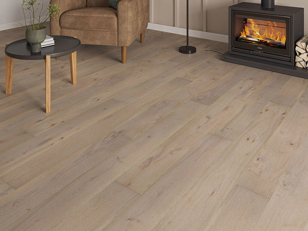 Timberlay Cotswold Engineered Oak Flooring, Grey, Brushed & Lacquered, 190x3x14 mm