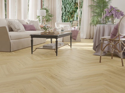 Everlock Natural Oak Herringbone SPC Flooring, 126x630 mm