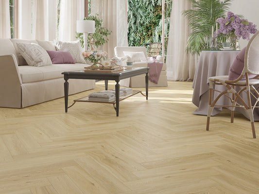 Everlock Natural Oak Herringbone SPC Flooring, 126x630 mm