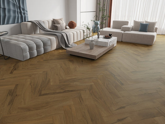 Everlock Fumed Oak Herringbone SPC Flooring, 126x630 mm