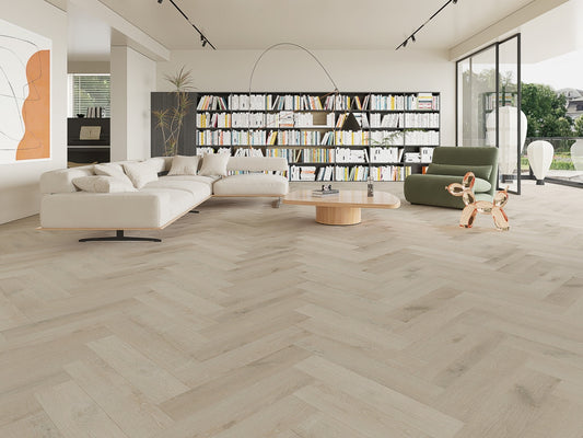 Everlock Driftwood Grey Herringbone SPC Flooring, 126x630 mm