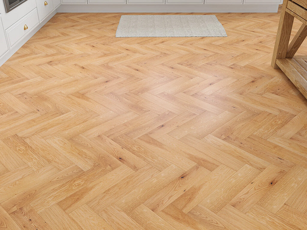 Timbercraft Blackheath Herringbone Engineered Oak Parquet Flooring, Brushed & Oiled, 80x350x20 mm