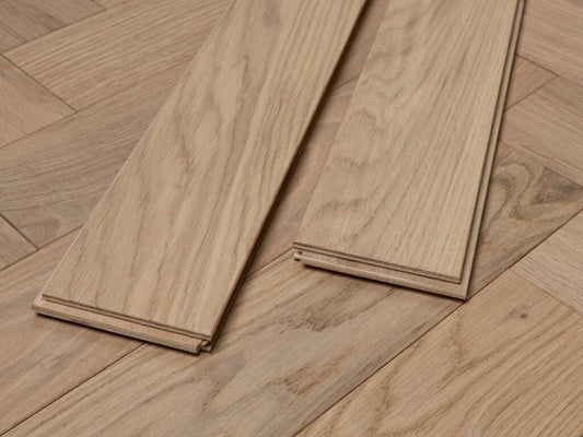 Timbercraft Herringbone Engineered Oak Parquet Flooring, Invisible, Lacquered, 90x450x14 Mm