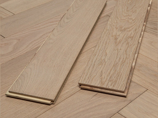 Timbercraft Herringbone Engineered Oak Parquet Flooring, Invisible, Prime, 90x450x14 mm