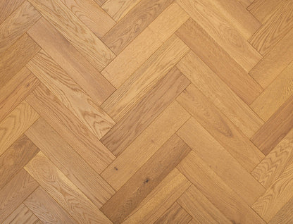 Timbercraft Haydown Herringbone Oak Parquet Flooring, Brushed & Lacquered, 90x450x15 mm