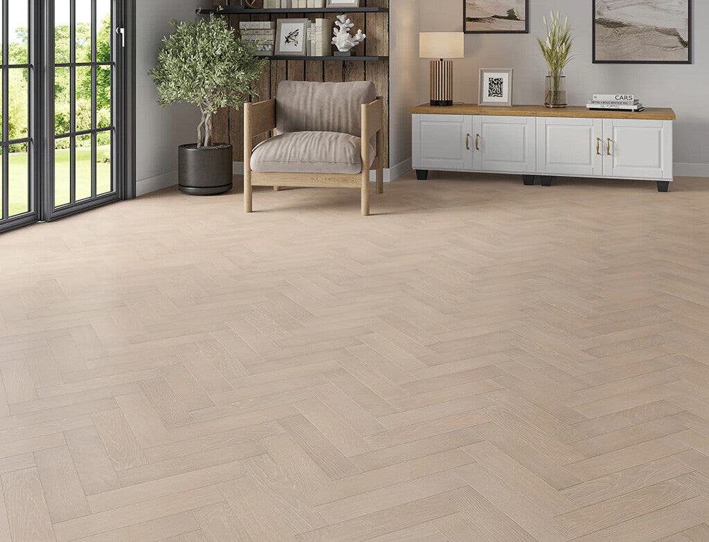 Timbercraft Mercia Oak Parquet Flooring, Brushed & Lacquered, 80x350x20 mm