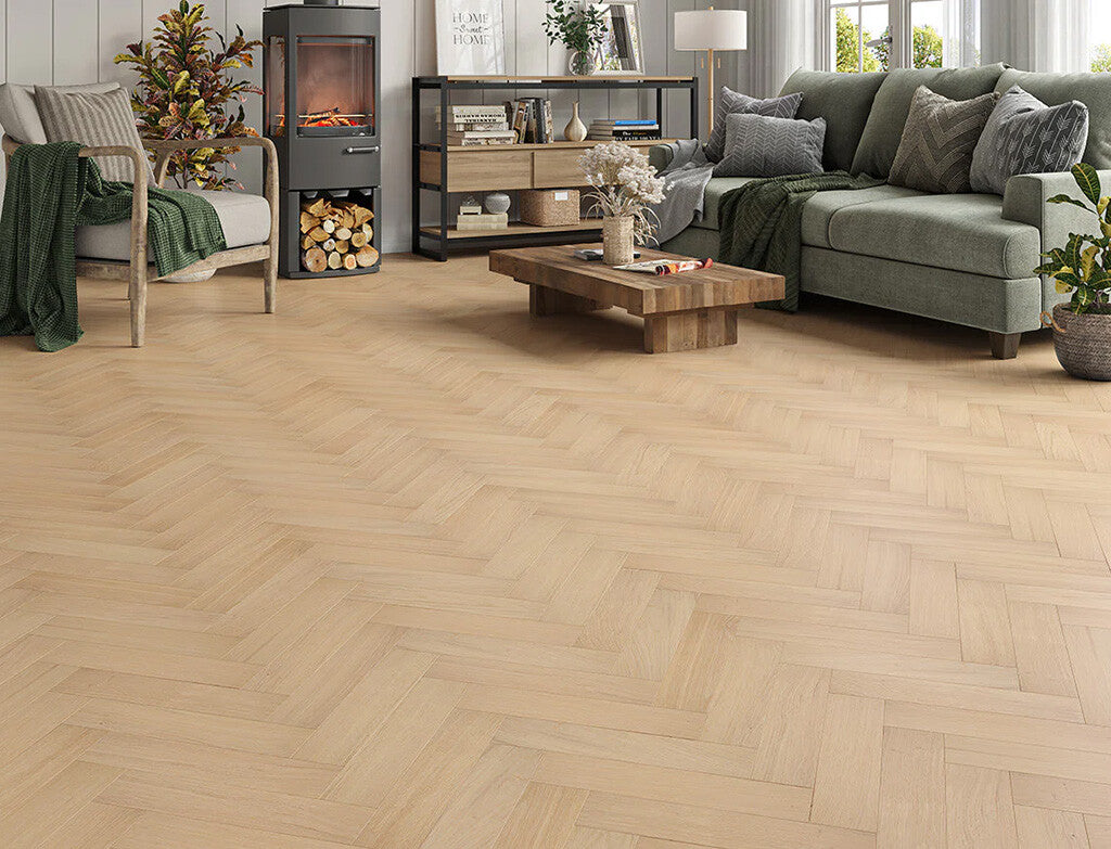 Timbercraft Rosedale Herringbone Oak Parquet Flooring, Invisible, Oiled, 80x350x20 mm