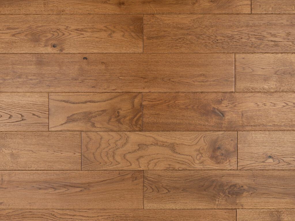 Timberlay Solid Oak Wood Flooring, Golden, Handscraped, UV Oiled, 125x18 Mm