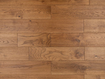 Timberlay Solid Oak Wood Flooring, Golden, Handscraped, UV Oiled, 125x18 Mm