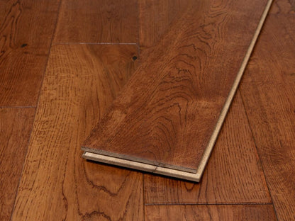 Timberlay Solid Oak Wood Flooring, Golden, Handscraped, Lacquered, 125x18 Mm