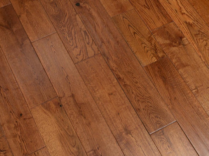 Timberlay Solid Oak Wood Flooring, Golden, Handscraped, Lacquered, 125x18 Mm