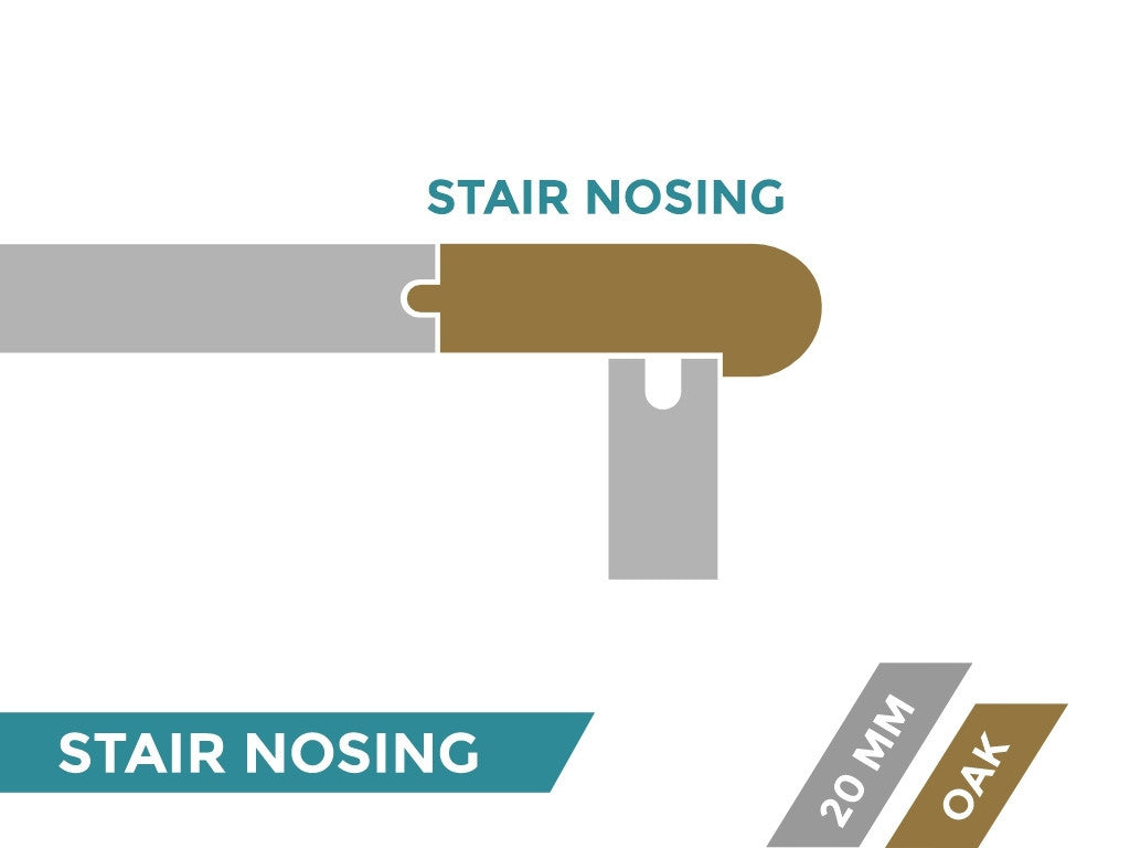 Solid Oak Stair Nosing, T&G, Lacquered, 20 mm, 0.9 m