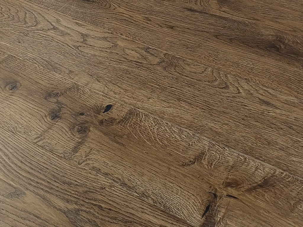 Timba Deep Smoked Engineered Oak Flooring, 130x2.5x14 Mm Brushed, Matt Lacquered