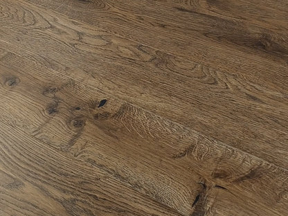 Timba Deep Smoked Engineered Oak Flooring, 130x2.5x14 Mm Brushed, Matt Lacquered